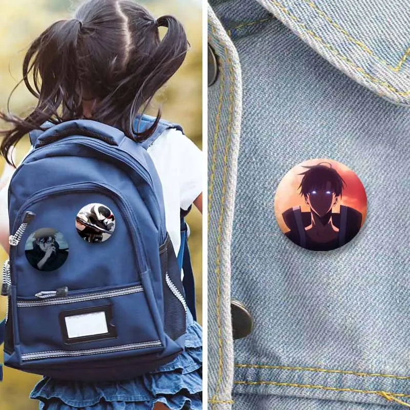 Персонажи аниме Sung Jin Woo Cha Hae, мягкие булавки на пуговицах Solo Leveling 2, круглая брошь с героями мультфильмов, значок на лацкане, ювелирные изделия, подарки для друга