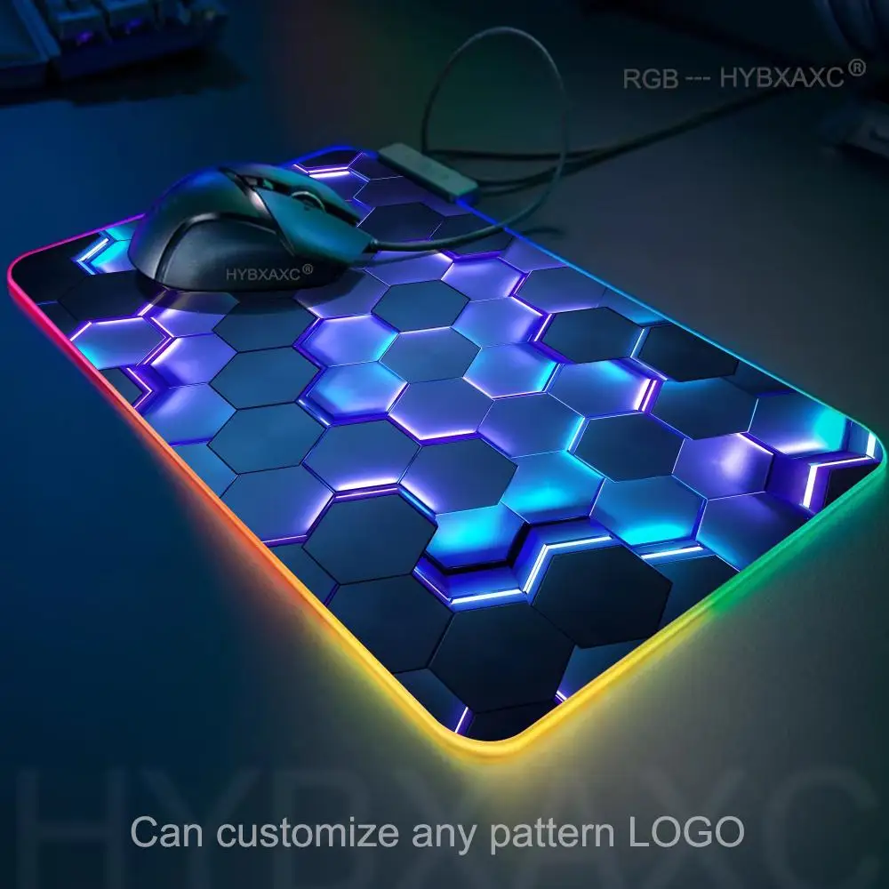 Red Blue gradient design Mouse Pad RGB Gaming Mouse Pad Mat HD Gamer Large LED Light XXL MousePads PC Computer Carpet