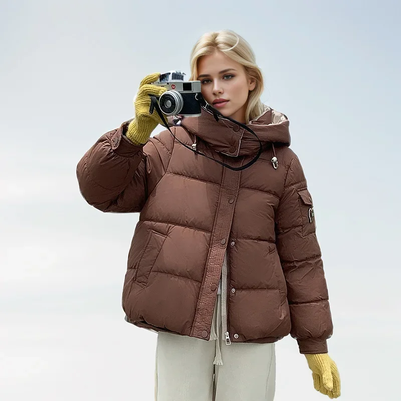 

Новая женская хлопковая куртка 2025 года, новая зимняя женская тонкая короткая теплая куртка с капюшоном, женская верхняя одежда, женские однотонные повседневные парки, топы