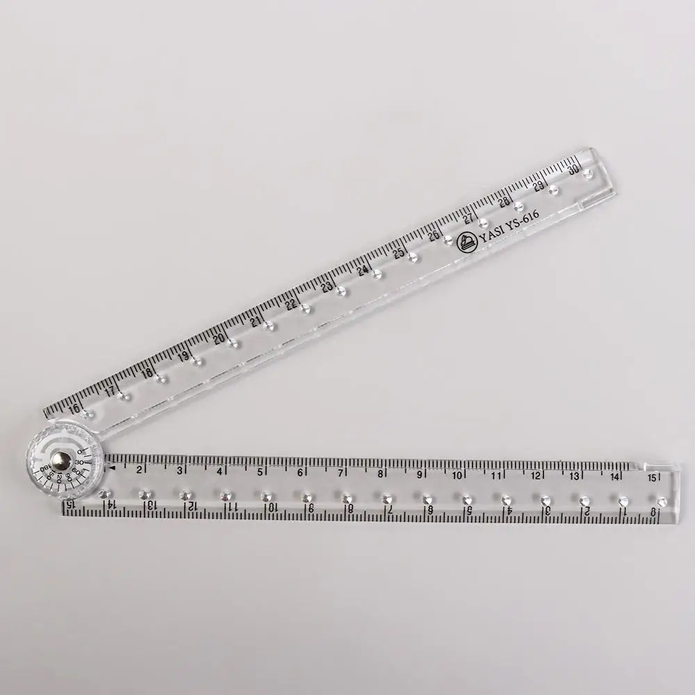 Strumenti Forniture per ufficio scolastico Righello pieghevole trasparente Design Disegno Righello Geometria Misurazione Righello Misurazione dell'angolo