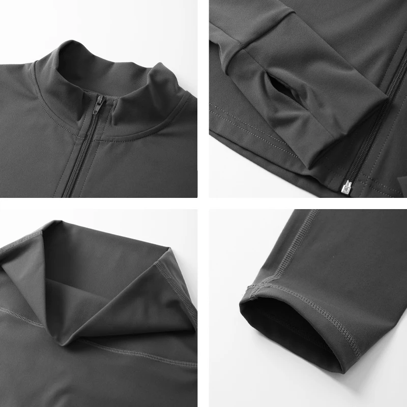 Hearuisavy 2 قطعة مجموعة طويلة الأكمام المرأة عادية في الهواء الطلق تشغيل سترة دعوى اليوغا الملابس التجفيف السريع رفع اللياقة البدنية ملابس رياضية #6