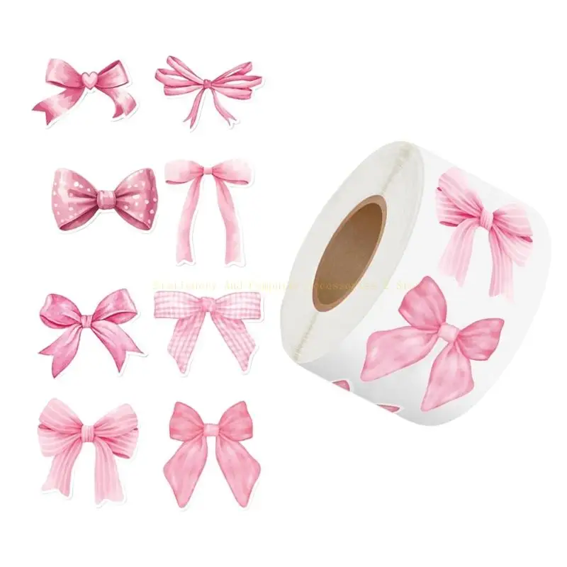 500 Pcs Pink Bows Seal Sticker Decorative Sticker Gift Box Sticker for Journal