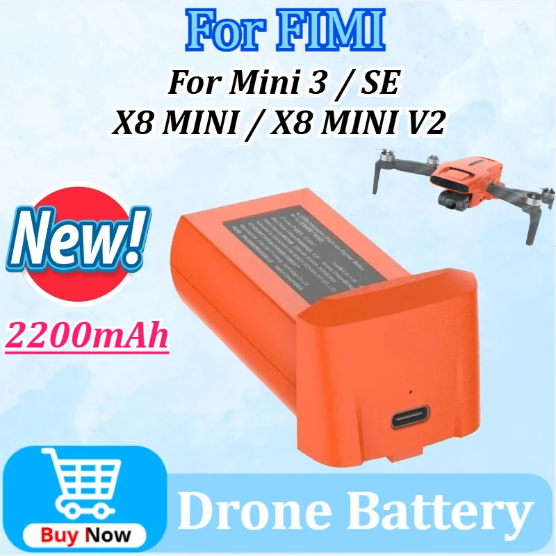 

New Intelligent Flight Battery 2200mAh for FIMI Mini 3 / MINI 3 SE / X8 MINI / X8 MINI V2 Rechargeable Drone Lipo-Battery 32mins