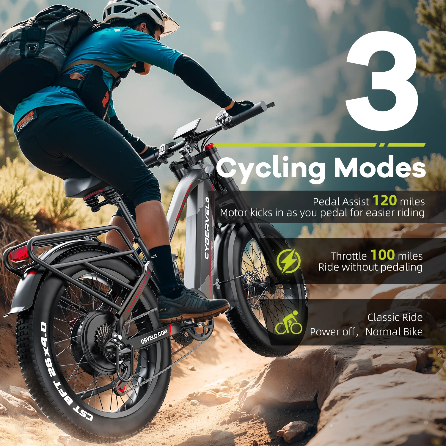 Cybervelo 5000W Peak Fat Tire Electric Bike 26