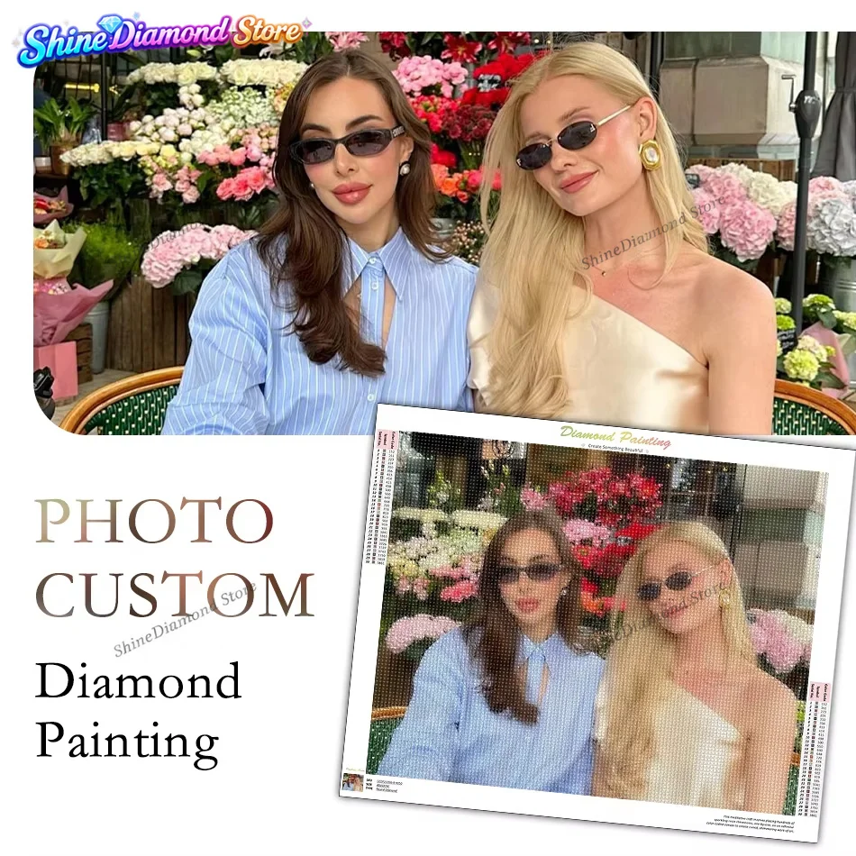 Photo Custom Best Friends Full Drill Diamond Painting, 5D DIY Personalized Friendship Photo Art, Couple Memory Keepsake, Home De