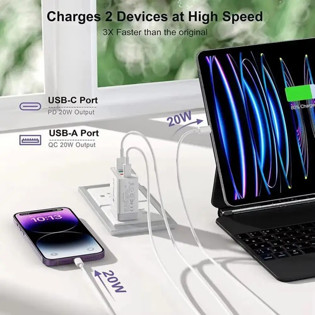 3 Usb Port Charger Multi-port Pd Charger with 3 Usb Ports Type-c Fast Charging Adapter Compact Travel Wall Charger for Iphone 17
