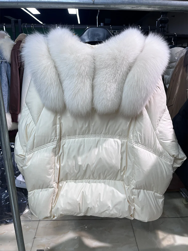 سترات نسائية شتوية دافئة غير رسمية سترات من فراء الثعلب الحقيقي معاطف نسائية خارجية سميكة سترات منتفخة
