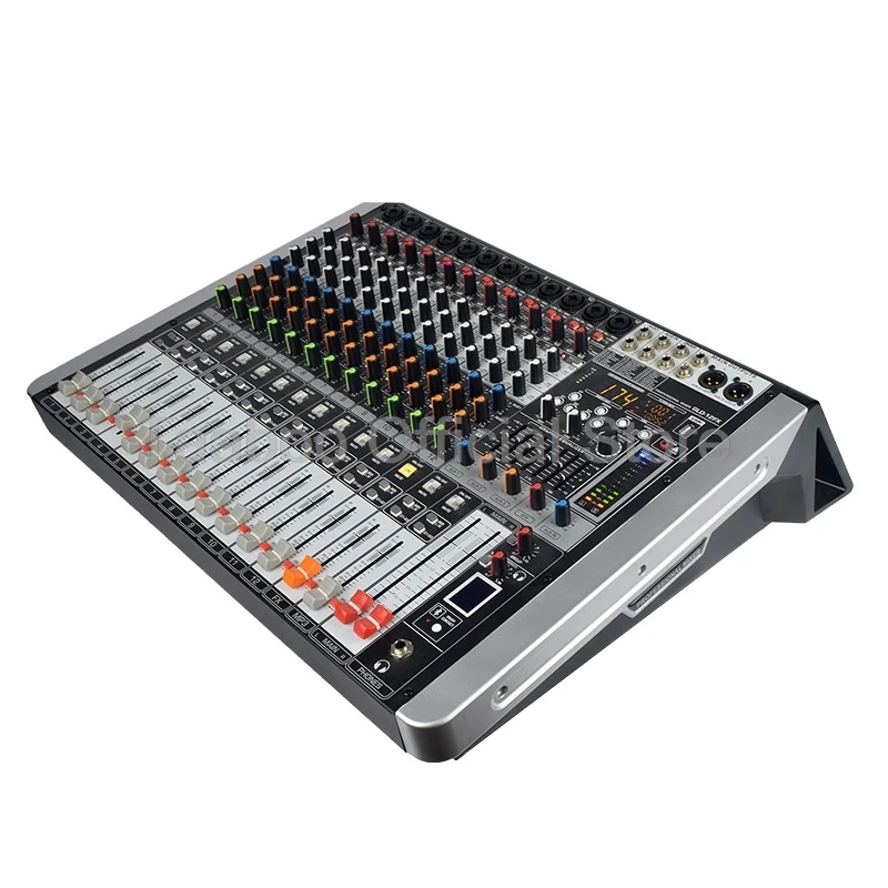 12 Channels Audio Mixer 2x1200W Mixing Console Bluetooth Mixer with 48V Phantom Power USB Digital Console for DJ Show Stage Live