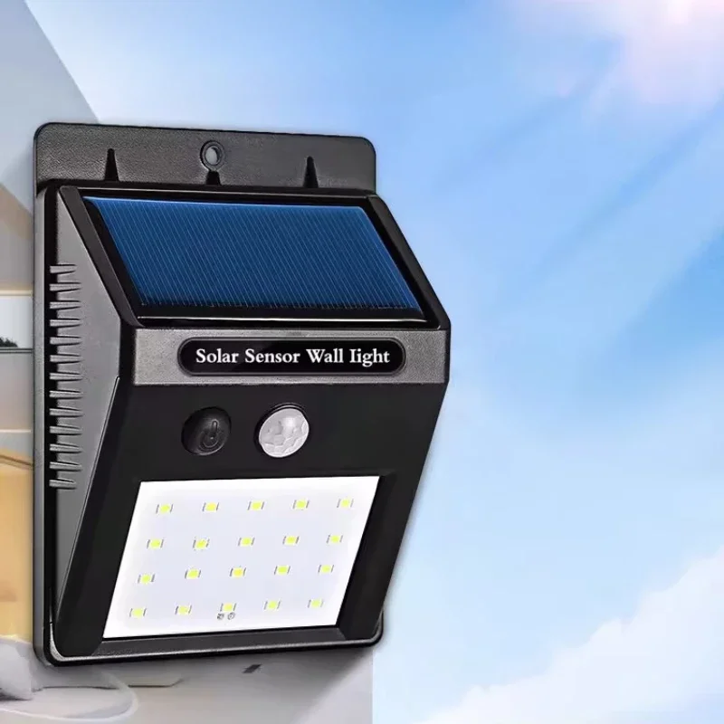 Luz con sensor LED solar, lámpara de pared impermeable para patio de puerta exterior, luz con sensor de patio ultrabrillante para el hogar de alta potencia