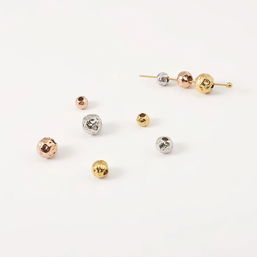

10pcs/Lot Stainless Steel Hammered Beads Spacer Small Hole Bead For DIY Fashion Making Bracelet Necklace Jewelry Wholesale