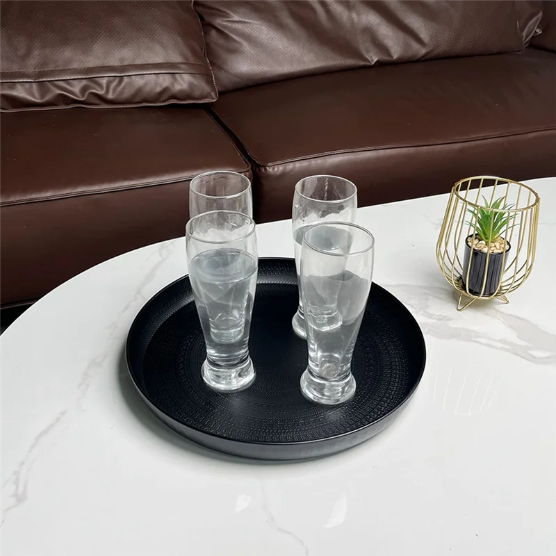 

【Best Selling】Round Tray, 13Inch-Serving Tray, Luxury Decorative Tray, Coffee Table Tray, Jewelry Tray Durable Easy To Use Black