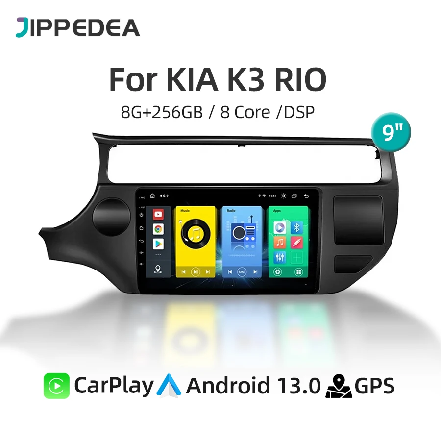 

Автомобильный мультимедийный плеер CarPlay, Android 13,0, 8G, 256G, GPS-навигация, Bluetooth, 4G, Wi-Fi, RDS, автомобильное радио для KIA K3 RIO 2015-2019