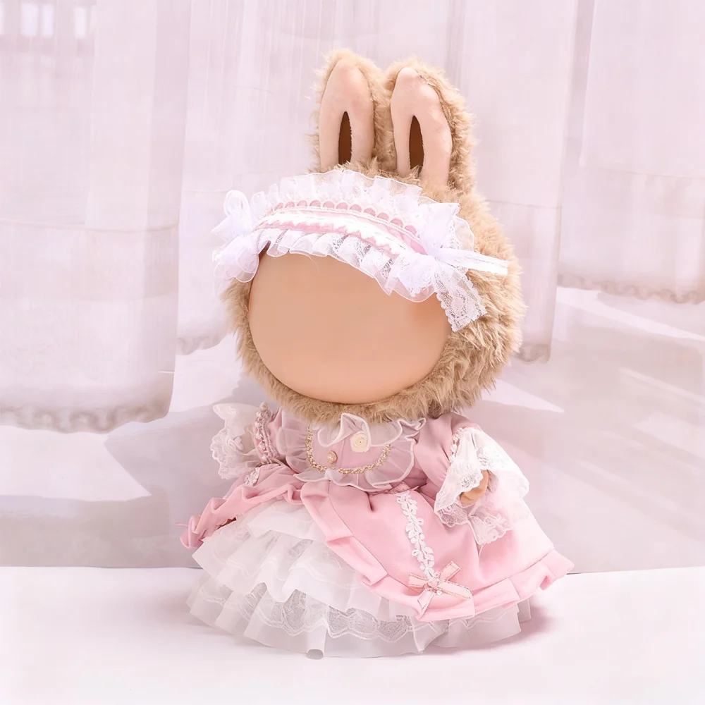 ชุดเสื้อผ้าตุ๊กตาขนาด 38 ซม. ชุดคริสต์มาสขนาดเล็กน่ารักสำหรับตุ๊กตา Labubu พร้อมเครื่องประดับศีรษะ ชุดเปลี่ยน DIY