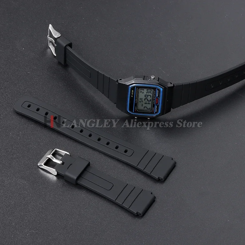 18mm for Casio Watch Band Strap for W800H Silicone Rubber Sport Bracelet for SGW400 F91W F84 F105/108/A158 AE1200/1300 Wristband