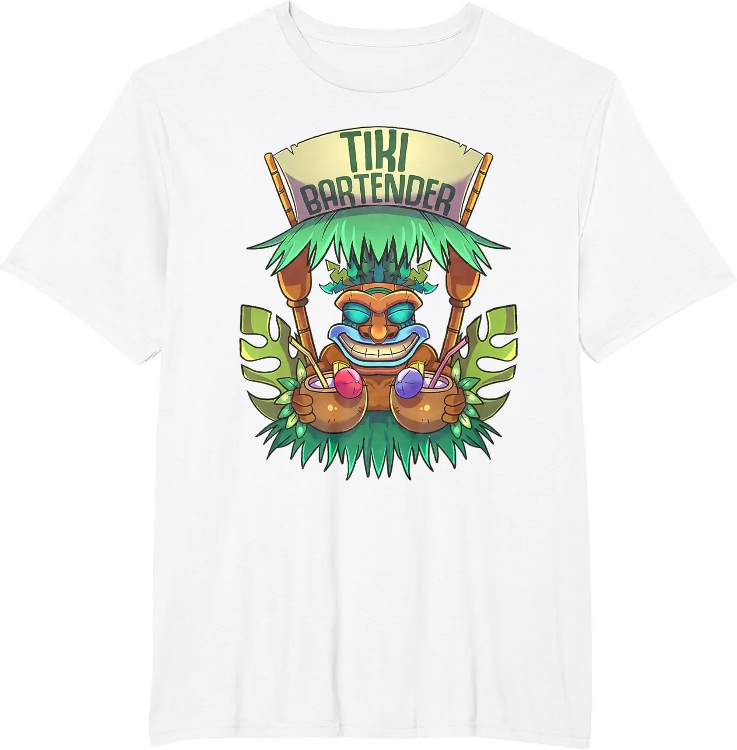 Tiki Bartender Kahuna Tropical Drinks Cocktails Luao Party T-Shirt Tiki Graphic T Shirts Men Clothing Tops Streetwear Camisas