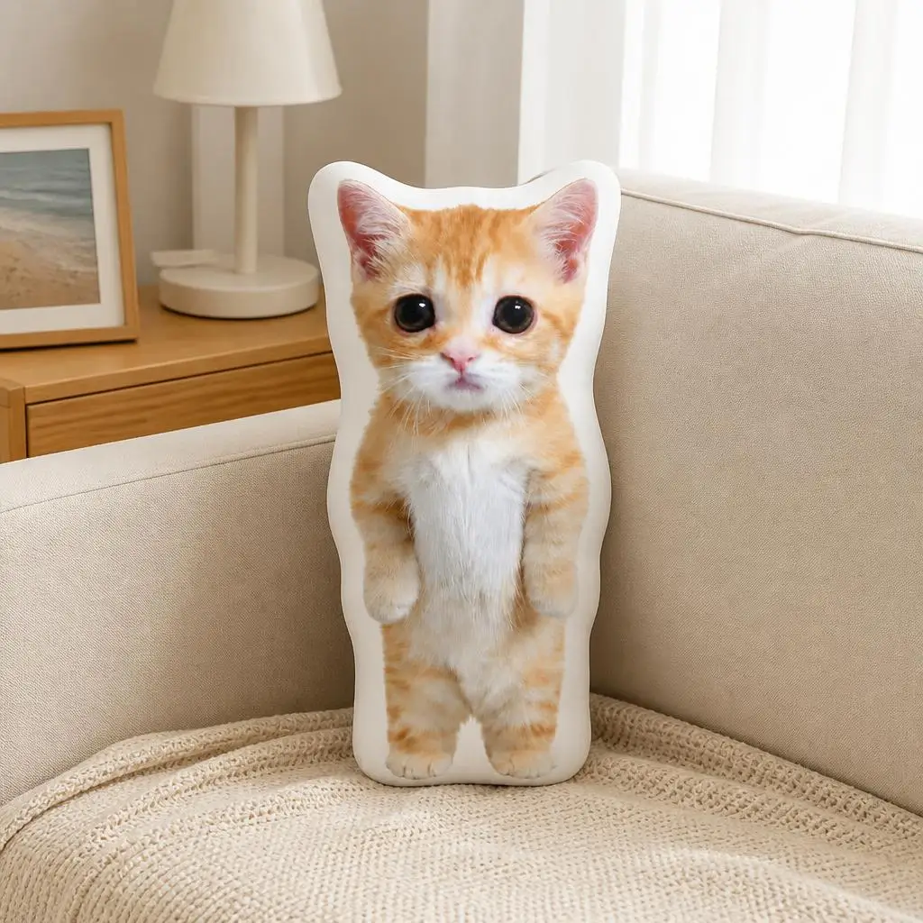 Standing Kitten Cute Meme Plush Pillow Cushion Irregular Stuffed Throw Pillow Home Decor Gift Sofa Bed