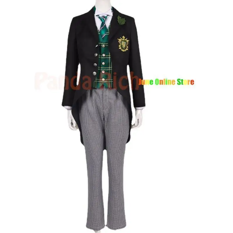 Anime Cosplay fantasia para homens e mulheres, mordomo preto, Ciel Herman, Green Hill, Smile Boarding, colete escolar, peruca completa, terno de carnaval