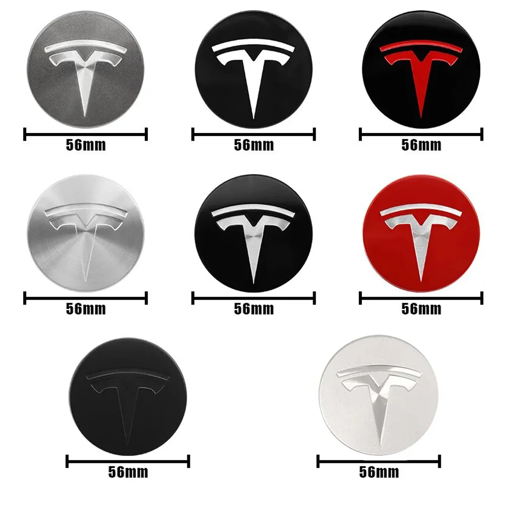 56mm 4pcs Applicable to Tesla original wheel hub cover Model3 Model Y Model S X wheel hub tire center cover logo car accessories