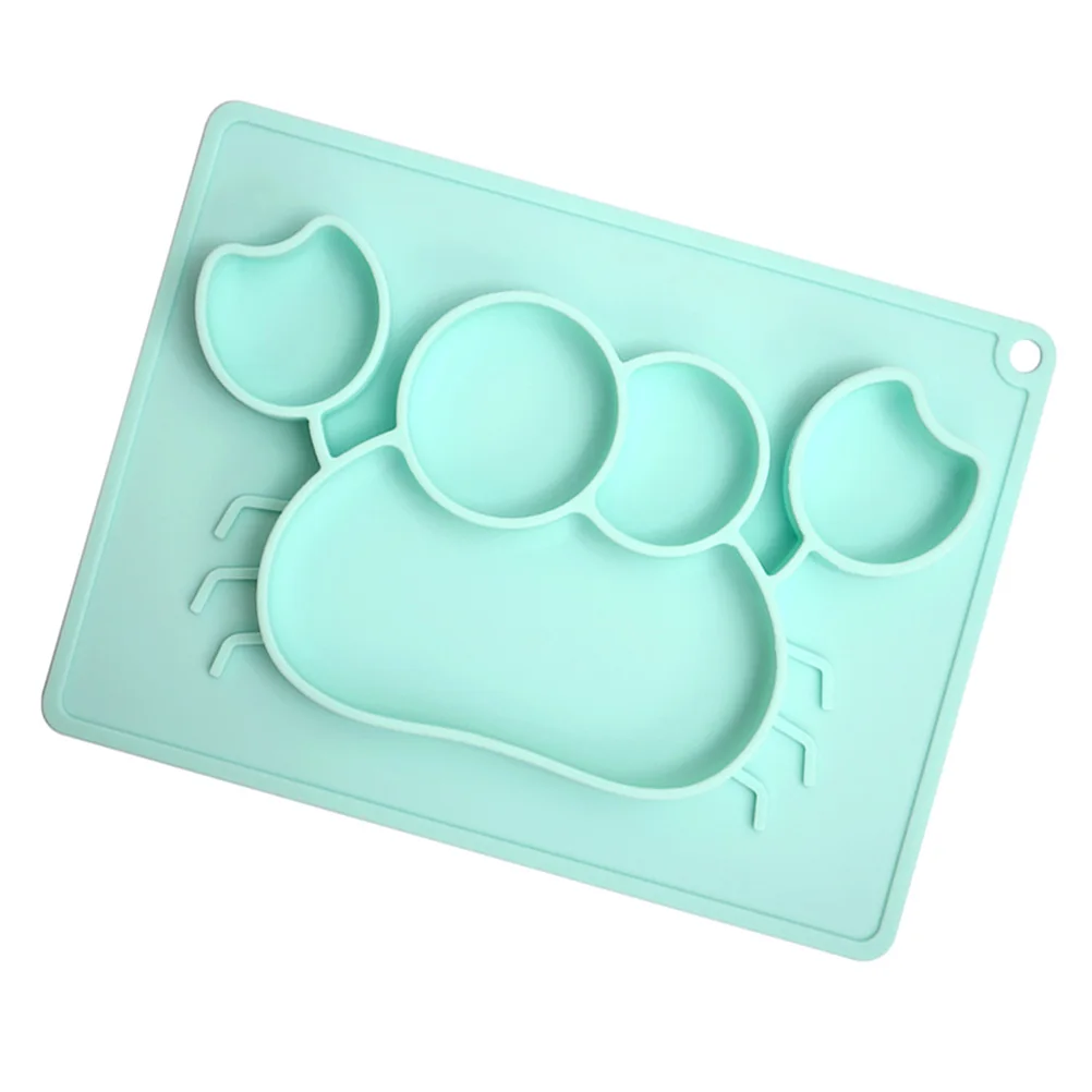 

Silicone Crab Shape Dining Tray One-Piece Suction Plate Meal Dish For Babies Kids Green Food Grade Baby Feeding Bowls Silicone