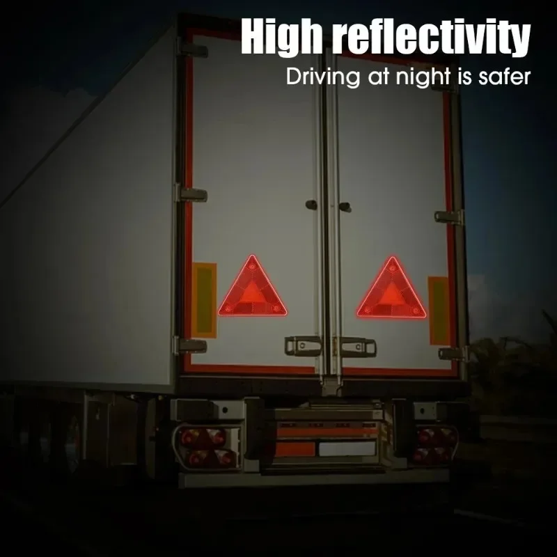 4/1szt Trójkątny odbłyśnik ostrzegawczy Znak ostrzegawczy zatrzymania pojazdu Czerwony znak odblaskowy bezpieczeństwa do przyczepy RV Board Truck Plate Light — zdjęcie 6