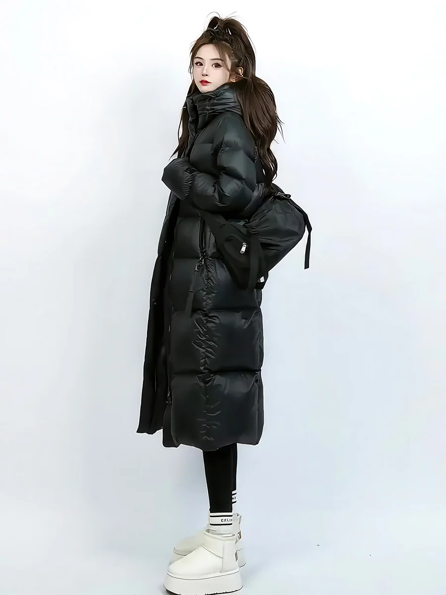 Ultra-Thi blanco Du down Puffer Jaet invierno 2025 nuevo abrigo largo por encima de la rodilla con capucha para mujer ropa informal Ci