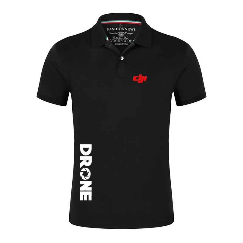 Dji Professional Pilot Drone Printed Polo Shirt Men's 2024 Summer Stritching Shorts Sleeve Business Clothes Tee Shirt Polos