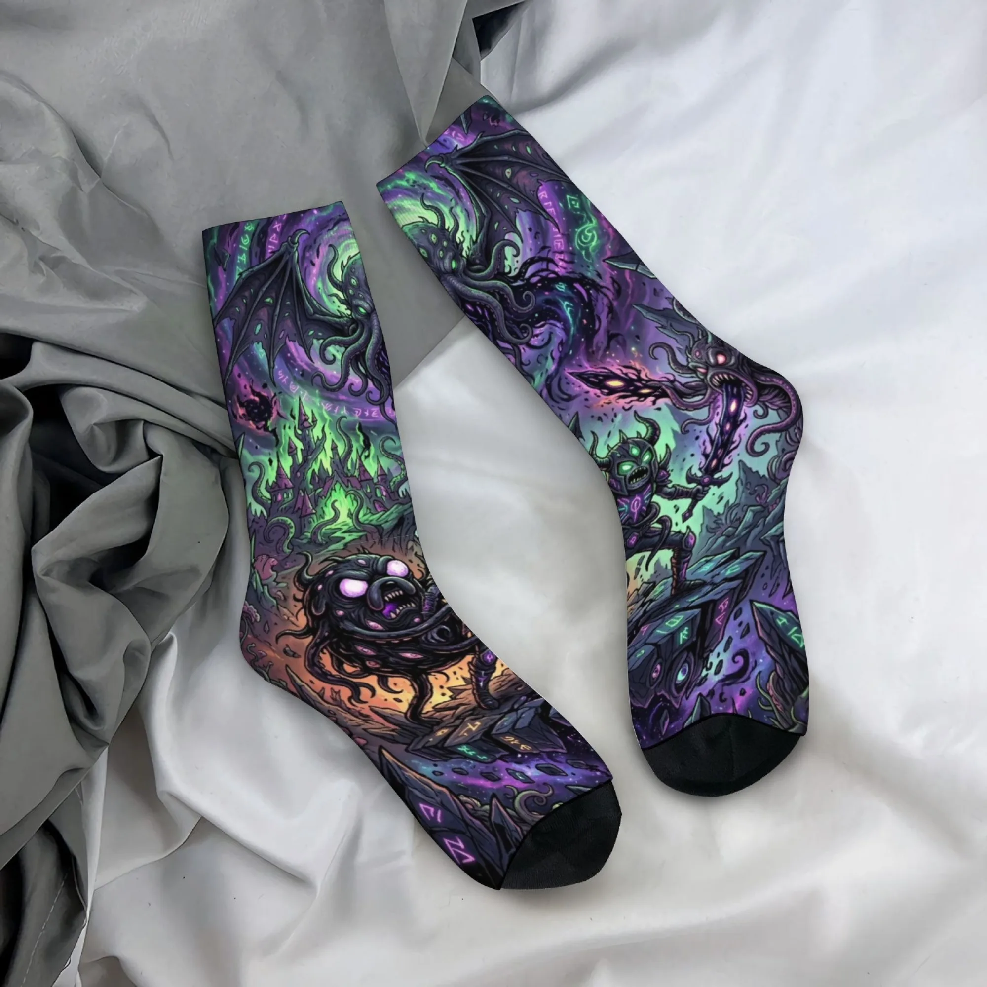 Dark Fantasy Cthulhu Comic-Socken im Harajuku-Stil, lässige Mode-Herrensocken, neuartige, lustige Kompressionssocken, Street-Hip-Hop-Socken