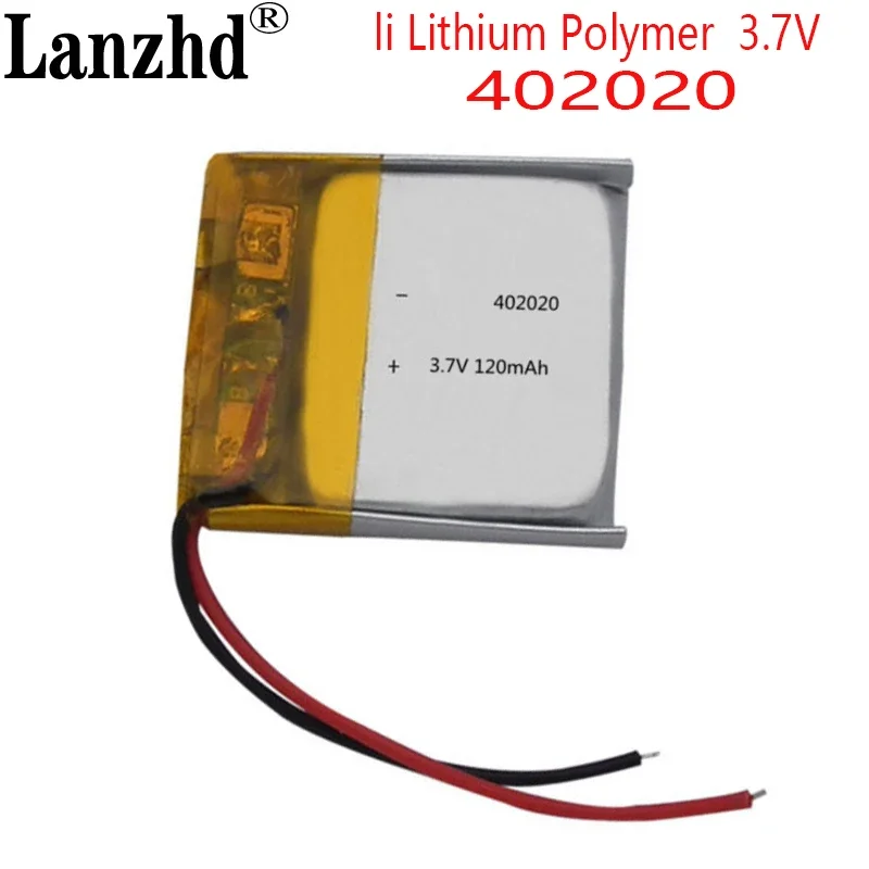 25pcs  3.7V 120 mAh Li Polymer lipo Battery cell 402020 For GPS camera smart watch DIY headphones bluetooth earphone speake