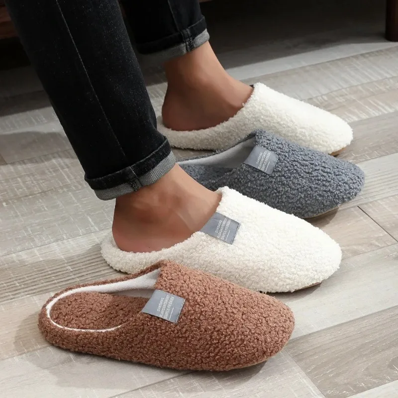 

Couples Home Slippers Soft Comfortable Flat Slippers Winter Pluah Warm Fur Slipper Non Slip Cotton Slippers Bedroom Home Slipper