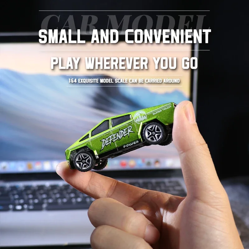 1:64 USB Charging Cybertruck Pickup Off-Road Vehicle Alloy Car Model Remote Control Car America Car Model Diecast Metal Truck