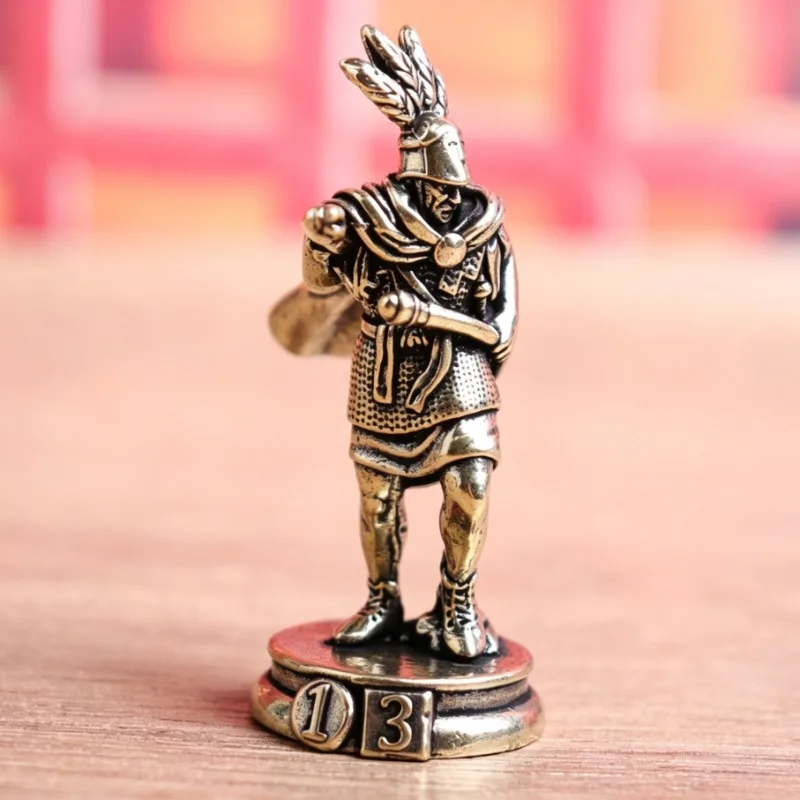 Vintage Brass Spartan Warrior Figurine, Ancient Greek Soldier Statue, Mini Desktop Ornament, Collectible Medieval History Craft