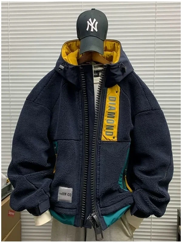 

Мужская зимняя куртка большого размера с капюшоном, утепленная пухом, свободного кроя, повседневная, с цветным дизайном