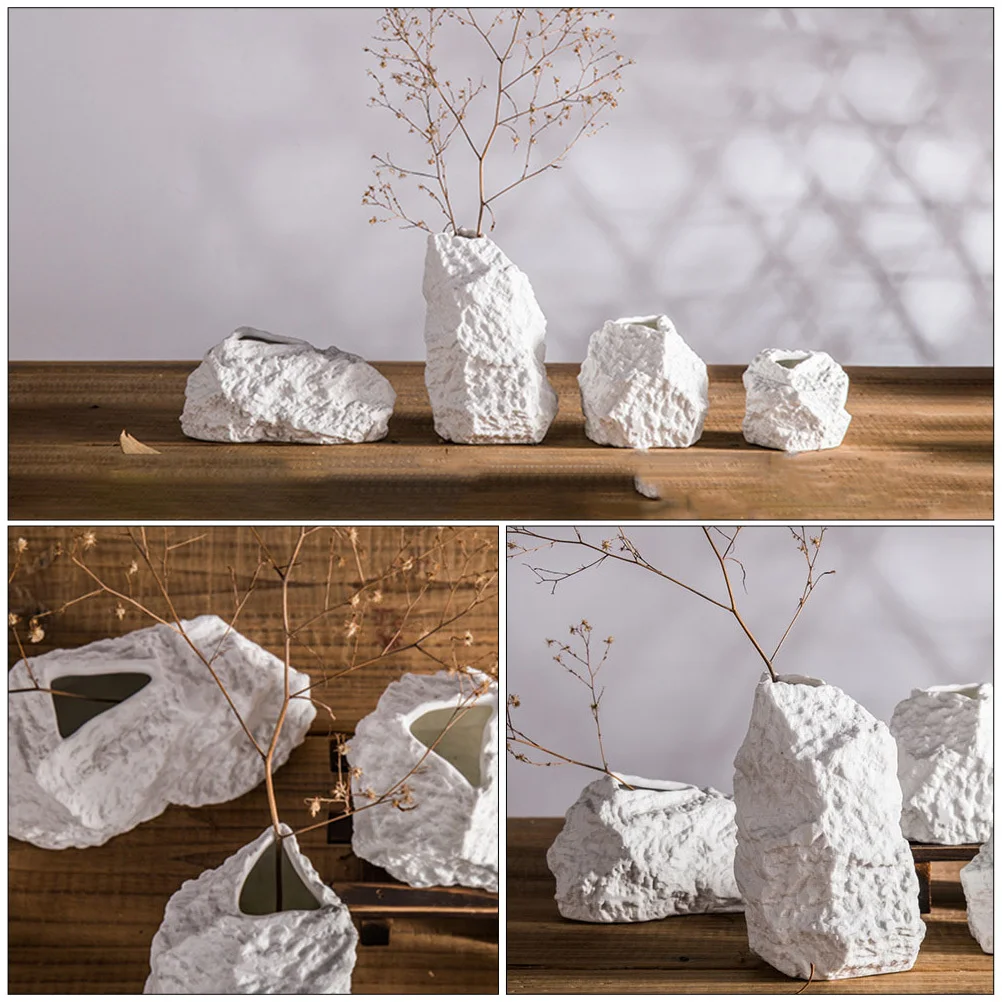 

Creative Ceramic Vase Artistic Imitation Stone Shape Decor for Home Office Dried Flower Arrangement Floral Arranging Vase