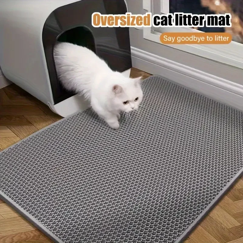 Easy Clean Scatter Control Durable Eco Friendly Large Pet Cat Mat Waterproof EVA Double Layer Cat Box Mat Factory