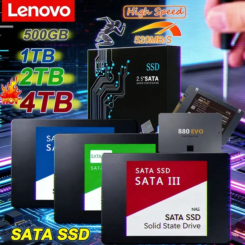 

Lenovo 4TB Solid State Disk SSD High Speed 500G 1TB 2TB Internal HDD Hard Drive Sata3 2.5 Inch For Laptop Microcomputer Desktop