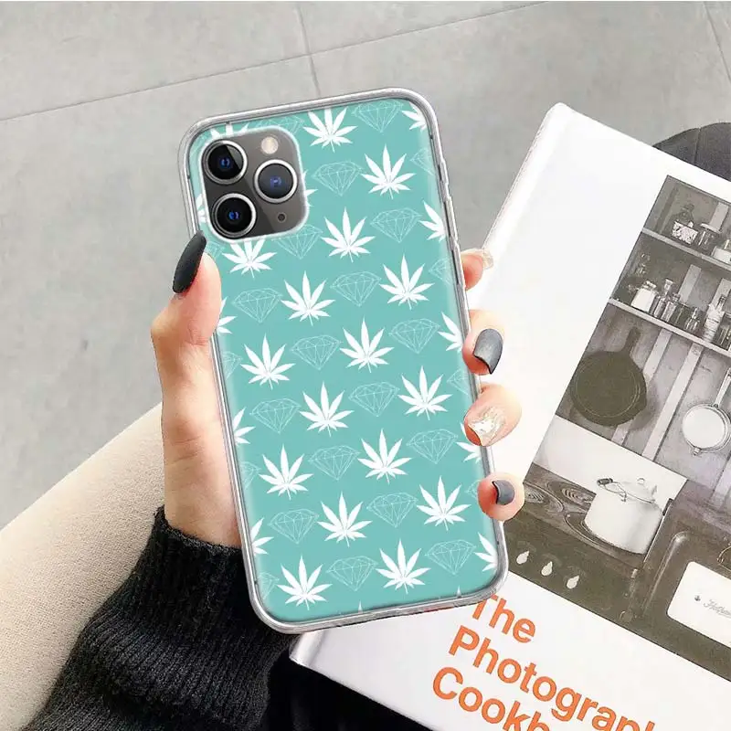 Weed Leaf grass huf Phone Case For Apple iPhone 16 15 14 13 12 11 Pro Max XS XR X 7 + 8 Plus SE Soft Shell Cover Coque 15 + 14 1