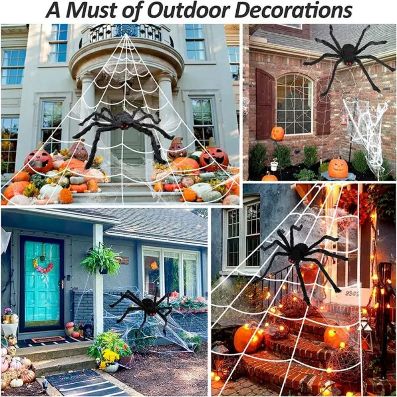 Halloween Decoration Festival Spider Outdoor Black Spider Web Party Supplies Props Horror Pumpkin Realistic Horror Halloween Elf