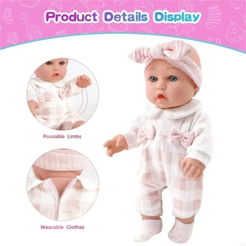 

Y88D Realistic Baby Dolls Reborns with Jumpsuit Toddler Cuddly Comforting Toy 30cm