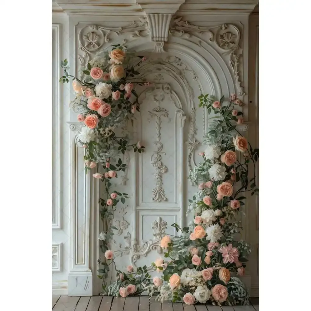 Wedding Photobooth Arch Backdrop Draping Fabric Curtain Background Boho Pink White Flower Birthday Photocall Back Drop