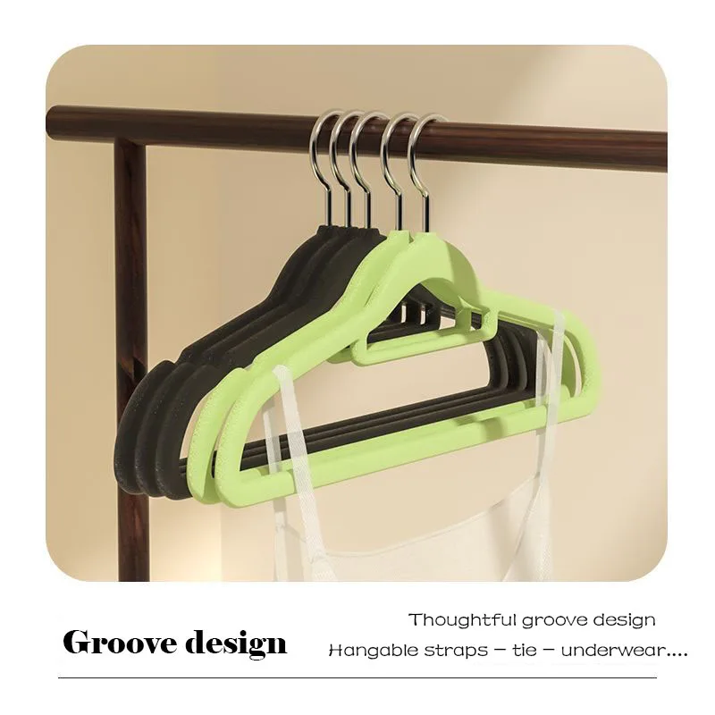 Modern, simple, non-marking, non-slip, anti-shoulder angle flocking hanger, thickened wet and dry multi-purpose hanger