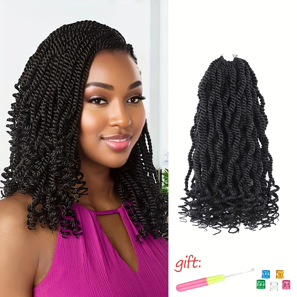 

1 шт. волнистые сенегальские косы с кудрявыми концами, в комплекте крючки для плетения и кольцо для парика в подарок, предварительно скрученные синтетические волосы