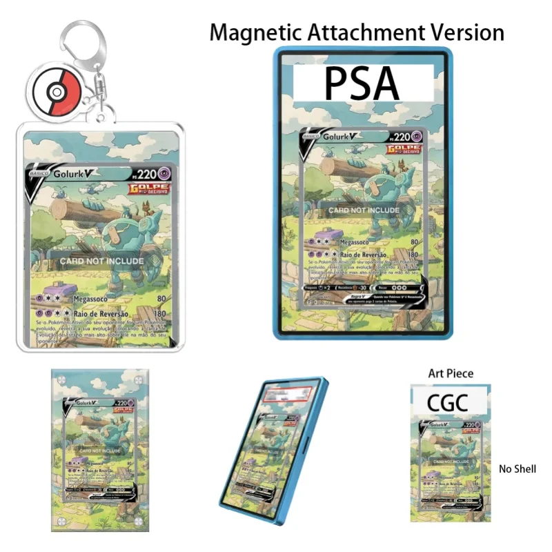 Étui de protection en acrylique recyclable pour porte-clés, avec affichage artistique pour Pokémon Evolving Skies Golurk V, idéal pour les fans d'art anime et comme cadeau