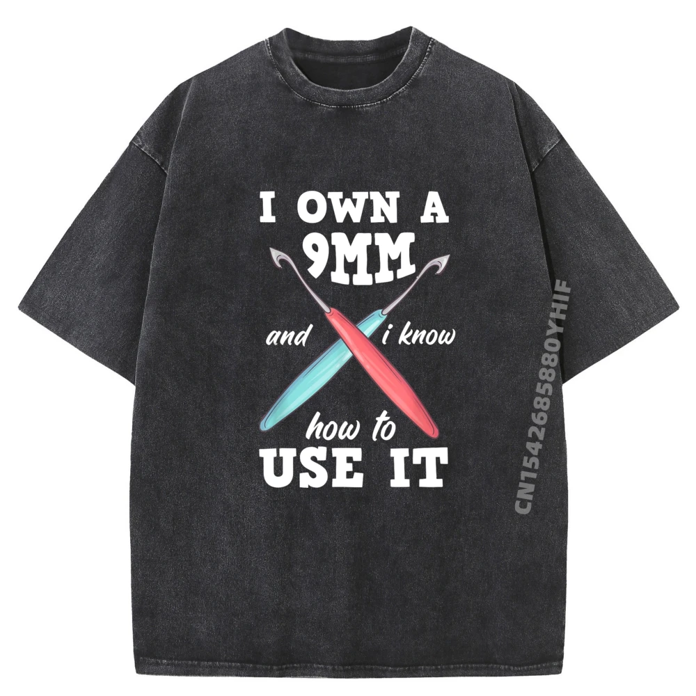 

Funny Crocheting Crochet Shirt Graphic Tee Men's T-Shirts Comfortable Washed Clothes Fashion Printed Tops