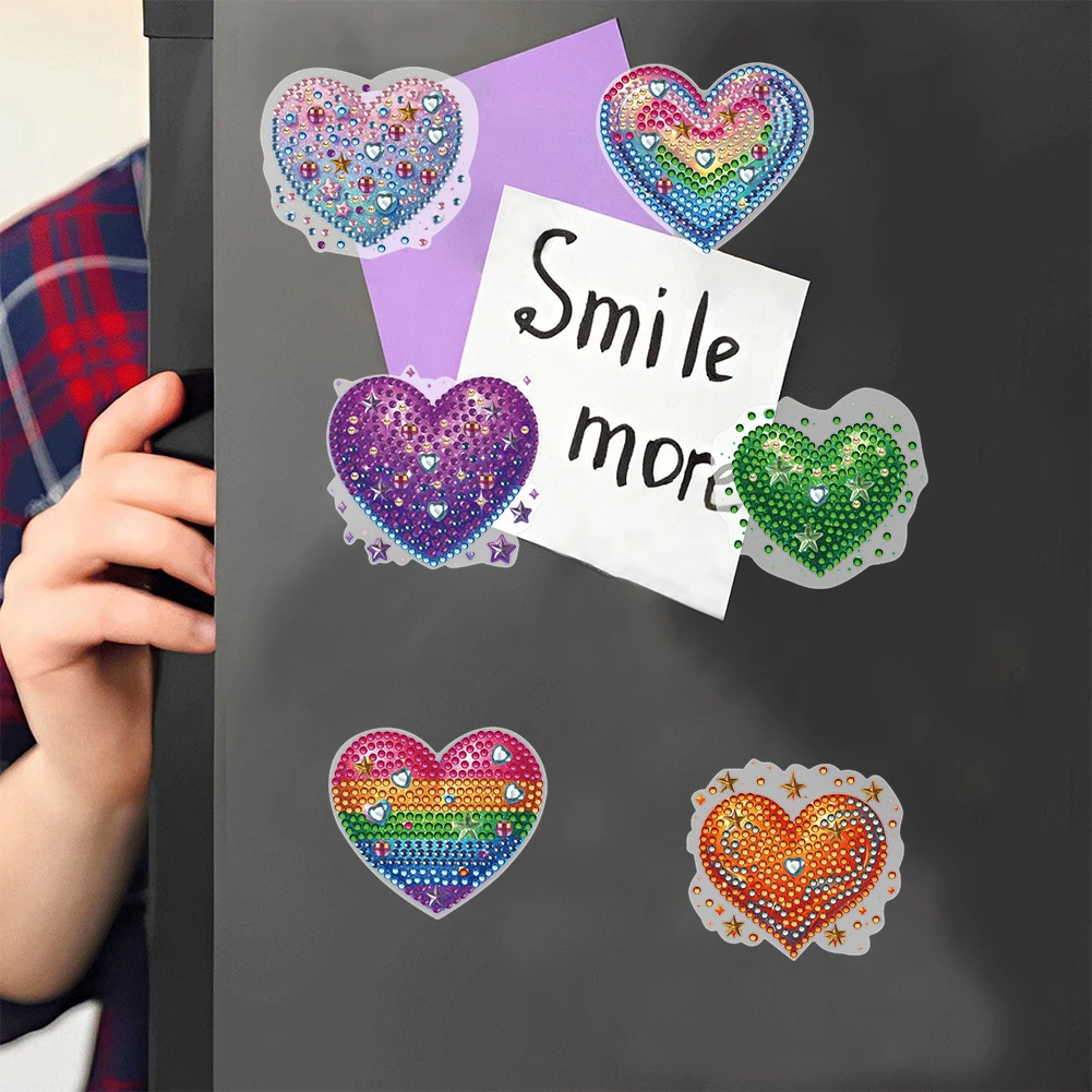 6PCS DIY Full Drill Special Shaped Diamond Painting Fridge Magnet Sticker Diamond Embroidery Owl Moon Home Kitchen Decoration