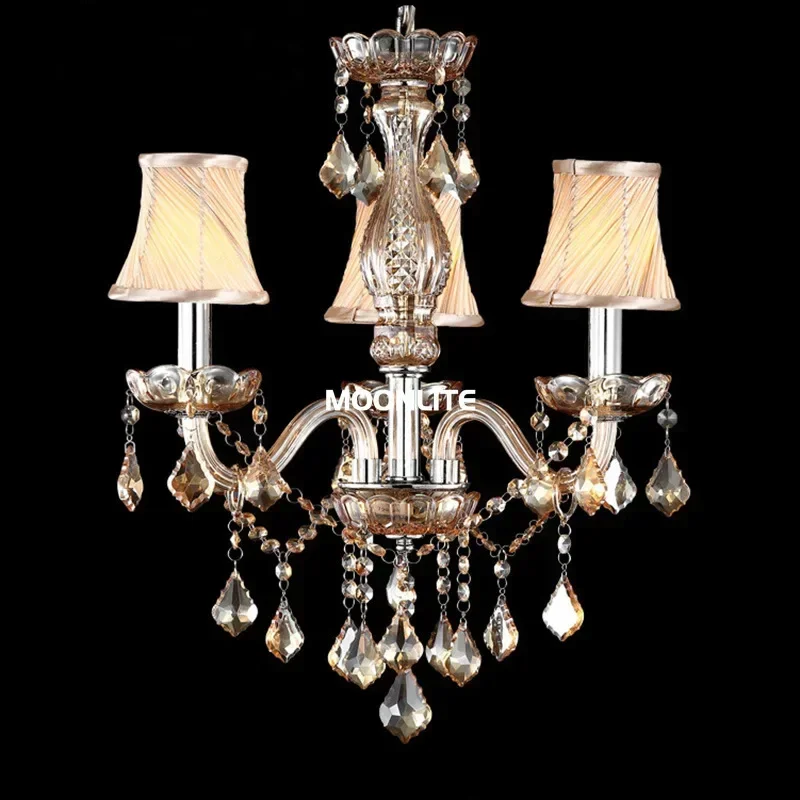 European style cognac crystal chandelier for living room dining room bedroom hotel caf é candle
