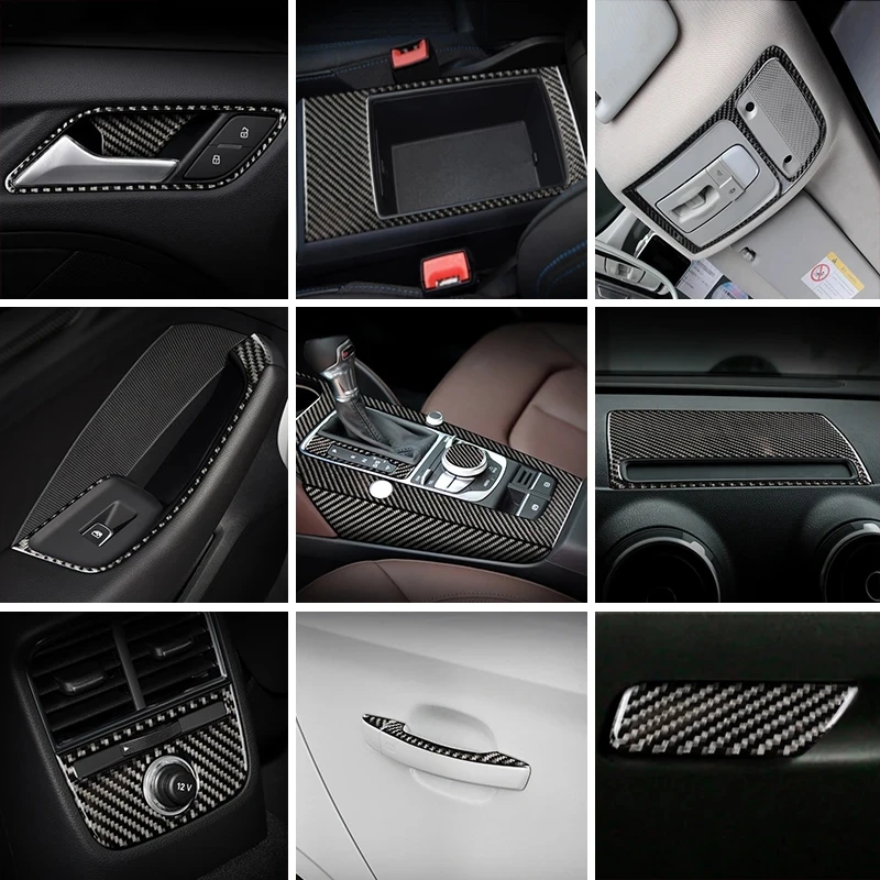 For Audi A3 8V S3 carbon fiber interior shift air conditioning CD button panel door armrest cover decorative sticker accessories