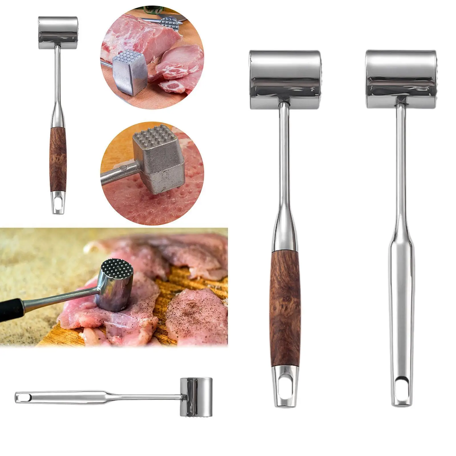 

Meat Mallet Tenderizer Food Mallet Beef Steak Hammer Double Sided Practical Home Stainless Steel Meat Hammer Kitchen Mallet