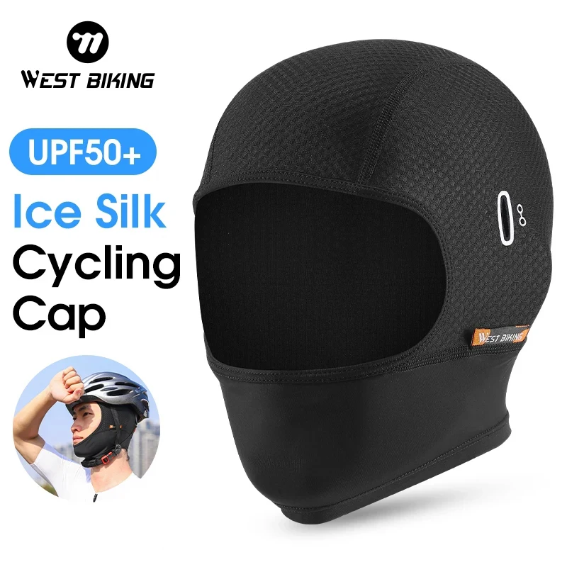 WEST BIKING Ice Silk Mesh Cap Short Style Helmet Inner Liner UV 400 Cycling Hat Motorcycle Summer Breathable Men Women Balaclava