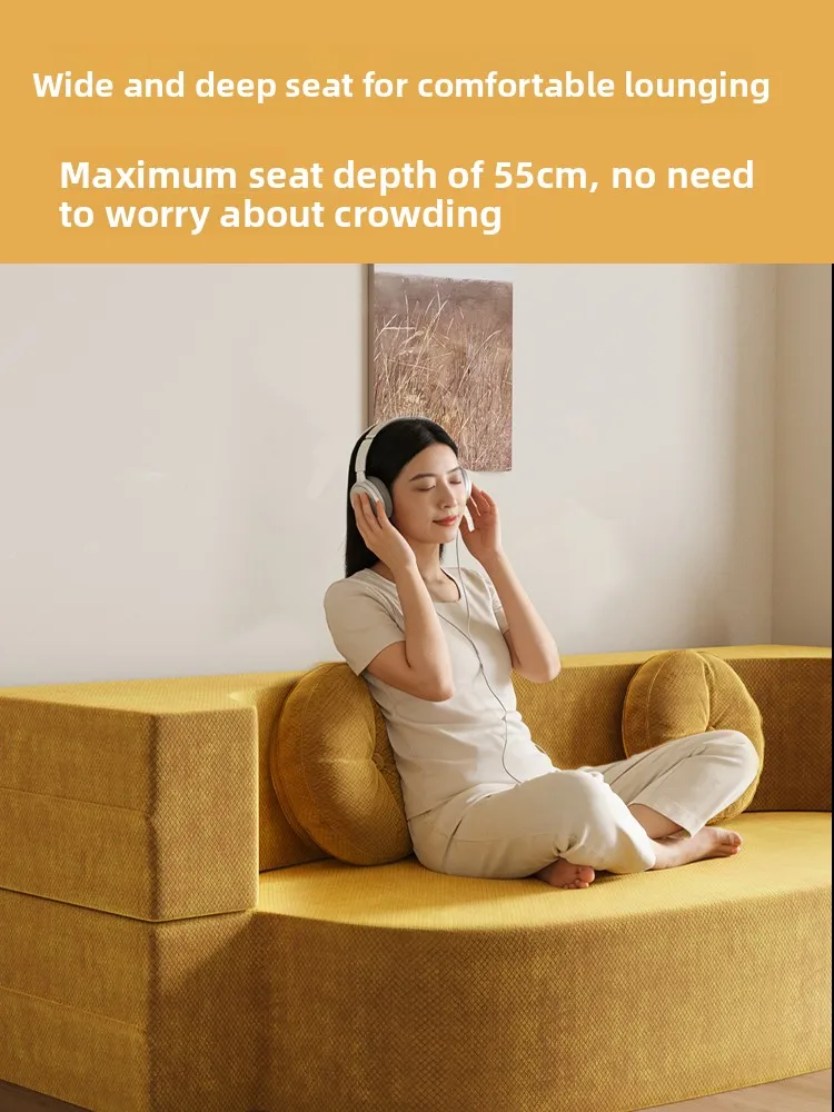 Modular compression folding sofa bed integrated dual-purpose new small apartment bedroom living room single double lazy tatami