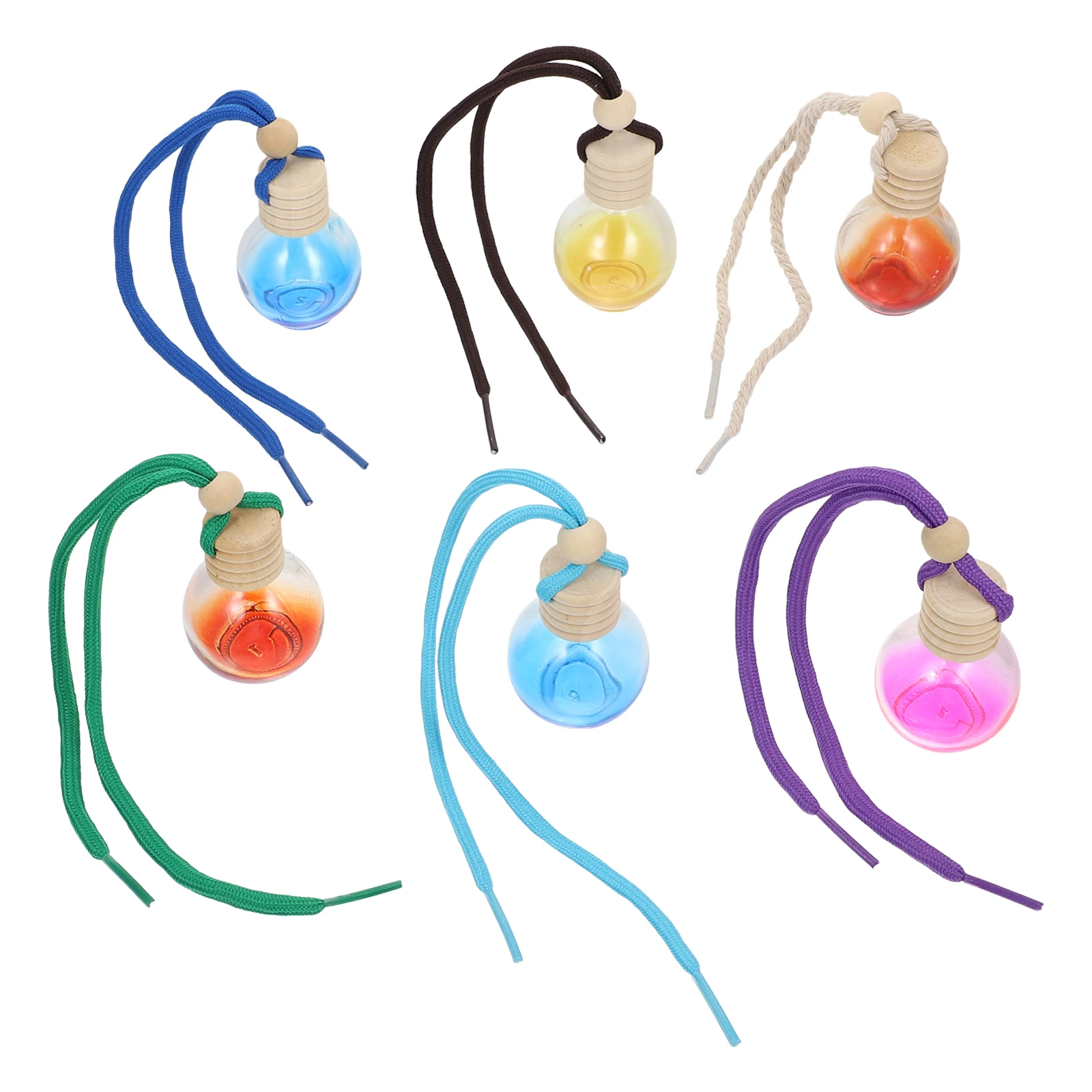 

6Pcs Car Aroma Bottle Glass Hanging Aromatherapy Diffuser for Interior Air Freshener Refillable Essential Oil Pendant Decor